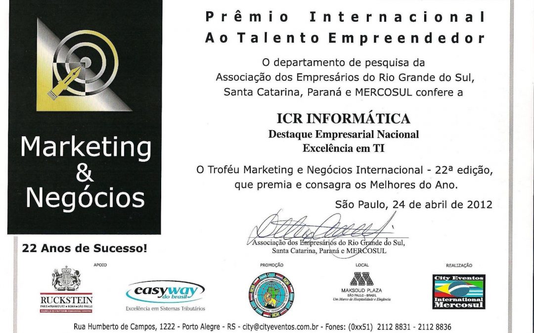 Prêmio Internacional – Marketing & Negócios